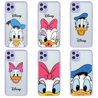 disney donald duck daisy duck phone case for iphone 13 12 11 pro max mini xs 8 7 plus x xr light purple matte transparent cover