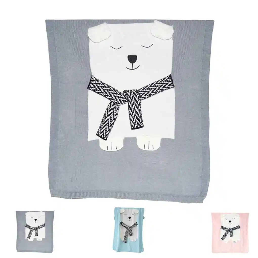 

Envelope for Newborns Baby Bear Knitting Stereoscopic Ear Blanket Toddler Swaddle Cloth Infant Bath Towel 80x110cm