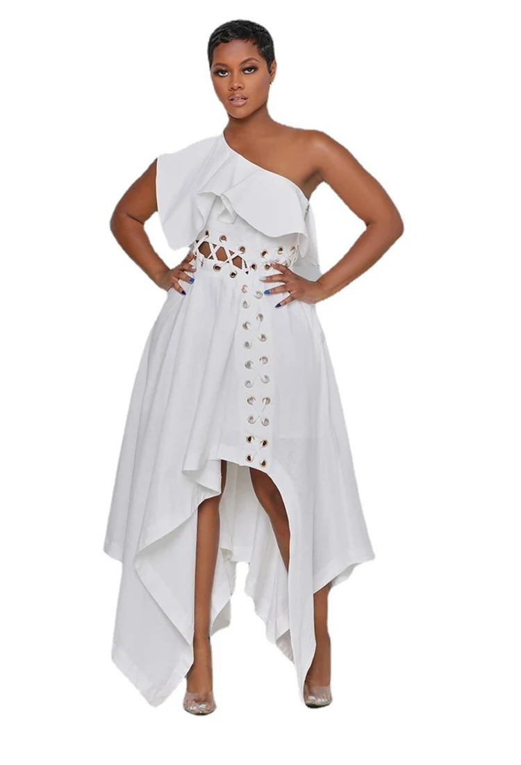 PLEINDI Luxurious Evening Dresses One-Shoulder Asymmetrical Sleeveless Ankle-Length Chiffon 2022 New of Simple Prom Women Dress