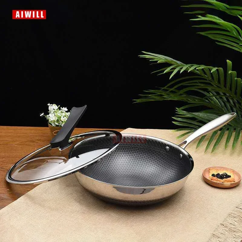 nieprzywierającego się naczynia kuchenne 32 cm/34 cm Wok 304 z powłoką niepalącą nierdzewną