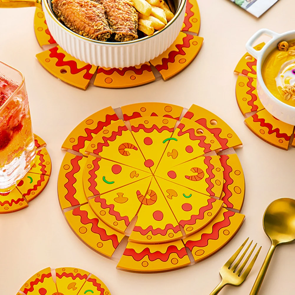 

Funny Tablemat Coaster Set For Cup Kitchen Suuplies Tableware Pad Pizza Oil Water Resistant Heat Insulation Non-Slip Table Mat