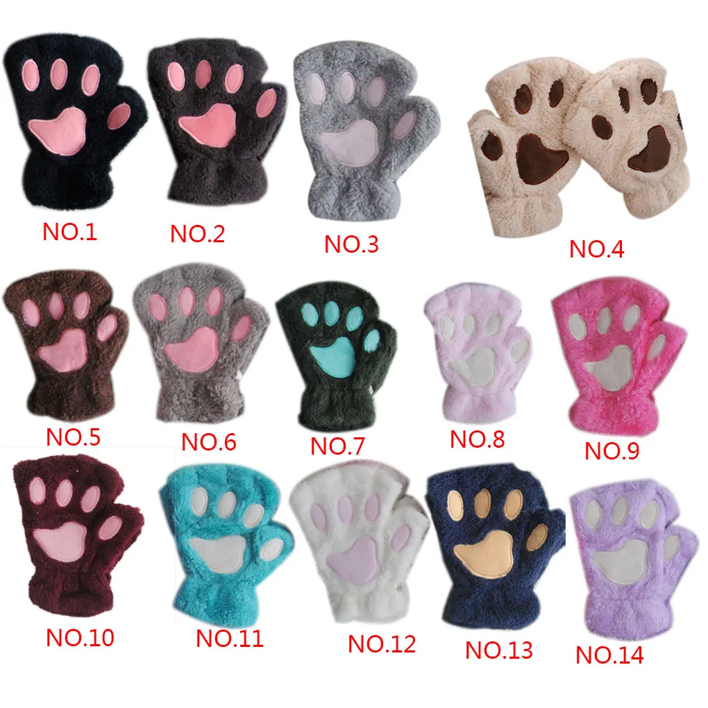 

Перчатка с кошачьими лапками плюшевая, новинка, Мягкие Рукавицы с полу покрытием для Хэллоуина, женские перчатки без пальцев