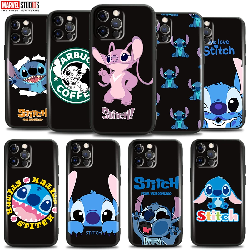 

Cute-stitch-cartoon For Apple iPhone 13 12 11 Pro 13 12 Mini X XR XS Max SE 5 6 6S 7 8 Plus Phone Case Coque Funda Black Carcasa