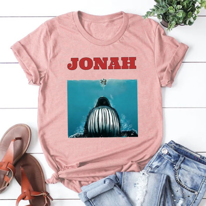 

The Whale Graphic Tee Aesthetic Christian Clothes Vintage Jesus Tee Women Tops Aesthetic Women Black Top Beach Style M