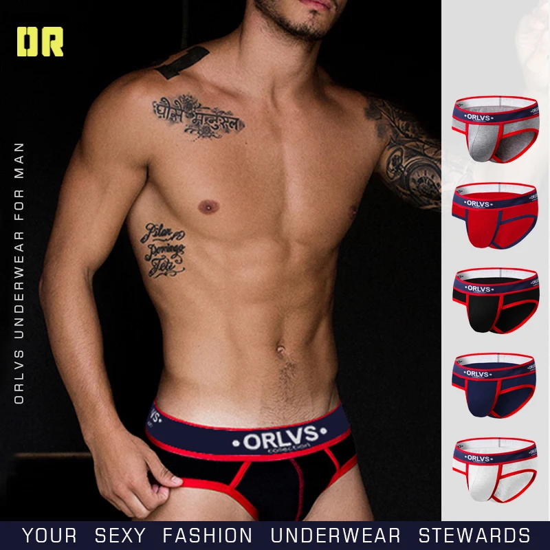

Мужские трусы брифы из модала ORLVS, черные дышащие шорты, удобное нижнее белье для мужчин, гей-трусы 2019