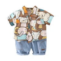 new summer fashion baby boys clothes suits children cartoon shirt shorts 2pcssets toddler sports casual costume kids tracksuits