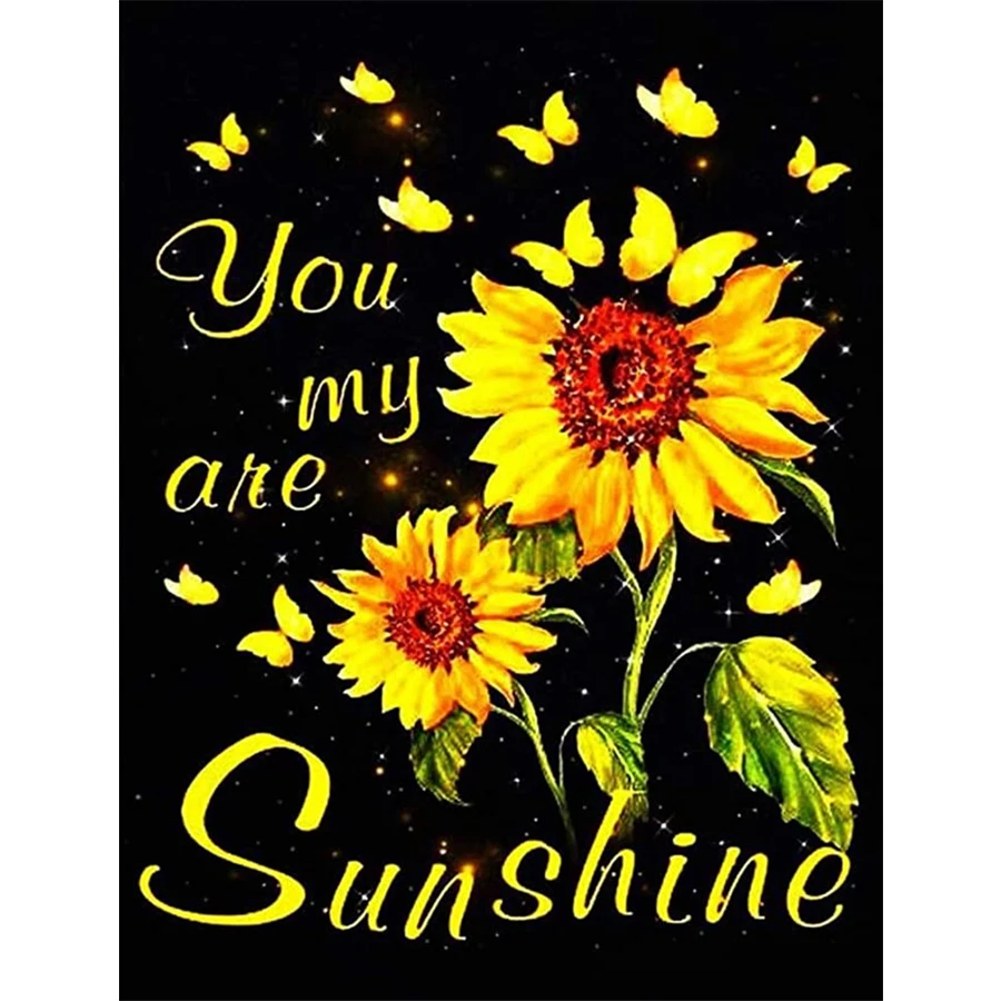 

AMTMBS DIY Painting By Numbers Sunflower You Are My Sunshine Pictures By Numbers Drawing On Canvas HandPainted Wall Art Decor