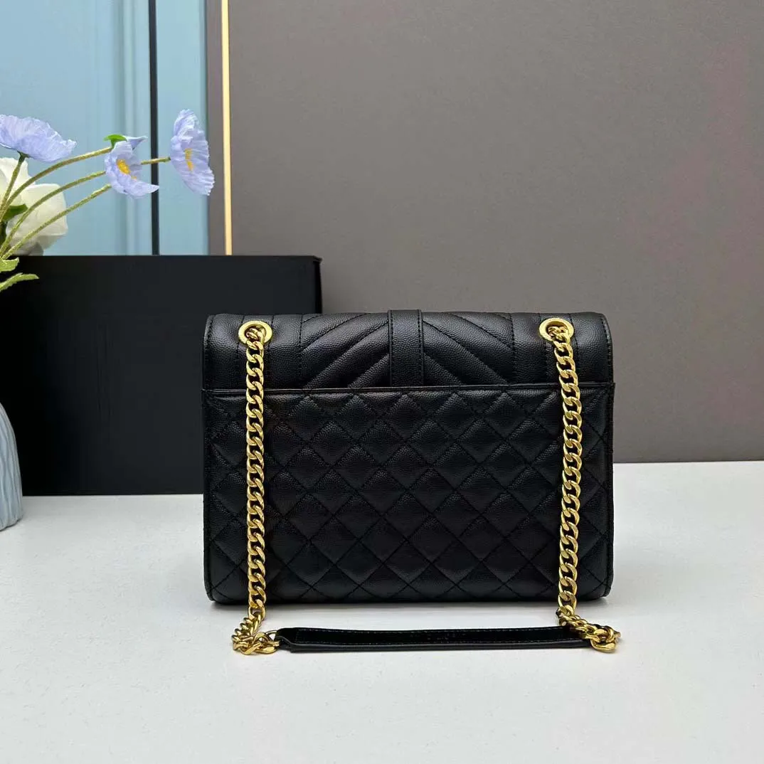 

2023 Trending Women's Bags Quilted Luxury Crossbody Bags High Quality Caviar Leather Stylish Envelope Bags Chain Shoulder Bags