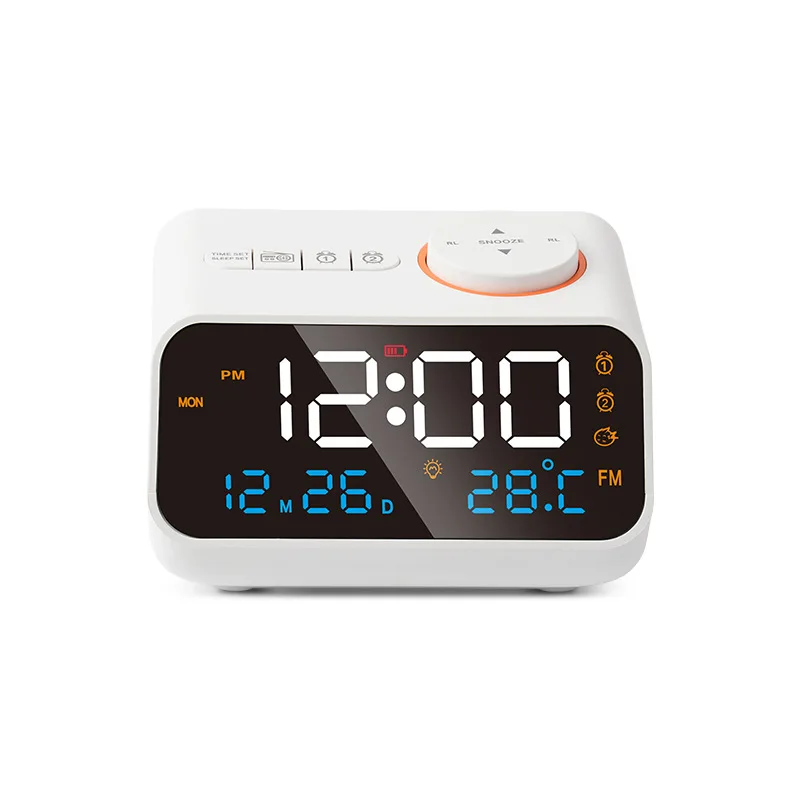 Fm Radio- Calendar With Temperature Thermometer Humidity Hygrometer. Music Wake Up Sounds Easy To Set