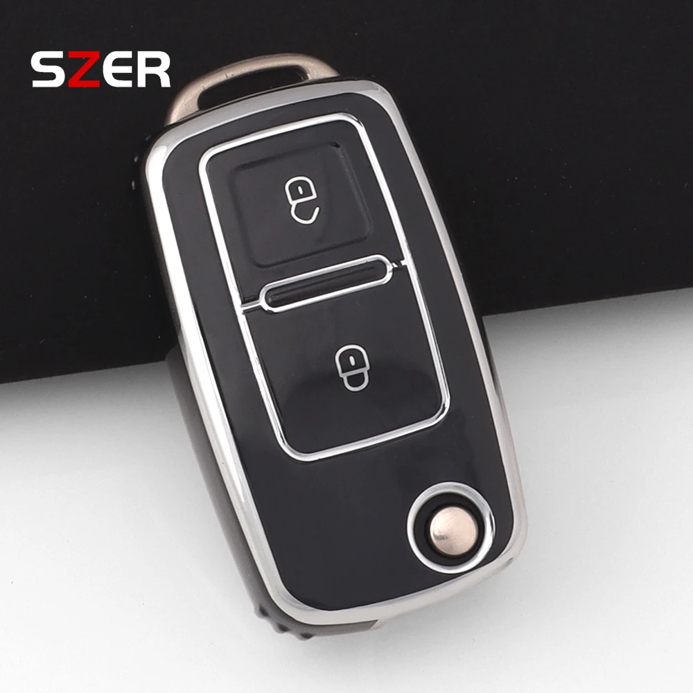 

VW Volkswagen Golf 4 5 6 MK4 Amarok Polo Bora Jetta Altea Alhambra Passat Beetle Caddy Tiguan Чехол Для Ключей С Двумя Кнопка...