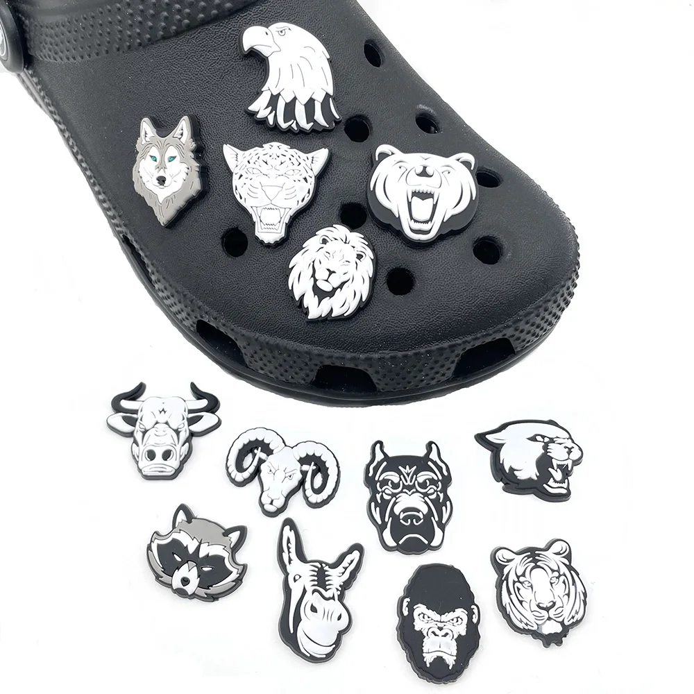 

Animal Black White Shoe Croc Charms for Clogs Sandals Decoration Shoe Accessories Charms for Boys Men Gifts