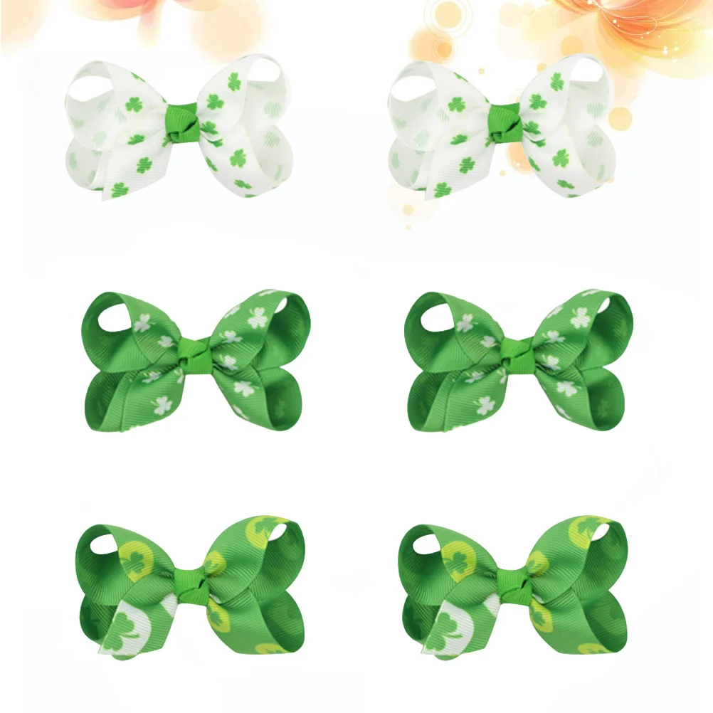

6 Pcs Headpiece Baby Barrettes Toddler Hair Bows St Patricks Day Hair Bows Kids Barrettes Hair Clothing Shamrock Hair Clip