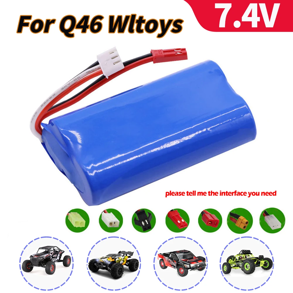 

7.4V 3000mah lipo Battery 18650 2S T Plug for Q46 Wltoys 10428 /12428/12423 RC SM Plug Car capacity battery Spare Accessories