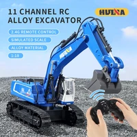 rc excavator huina 1558 remote control car alloy 11ch 118 caterpillar crawlers engineering vehicle toys for boy th20315 smt6