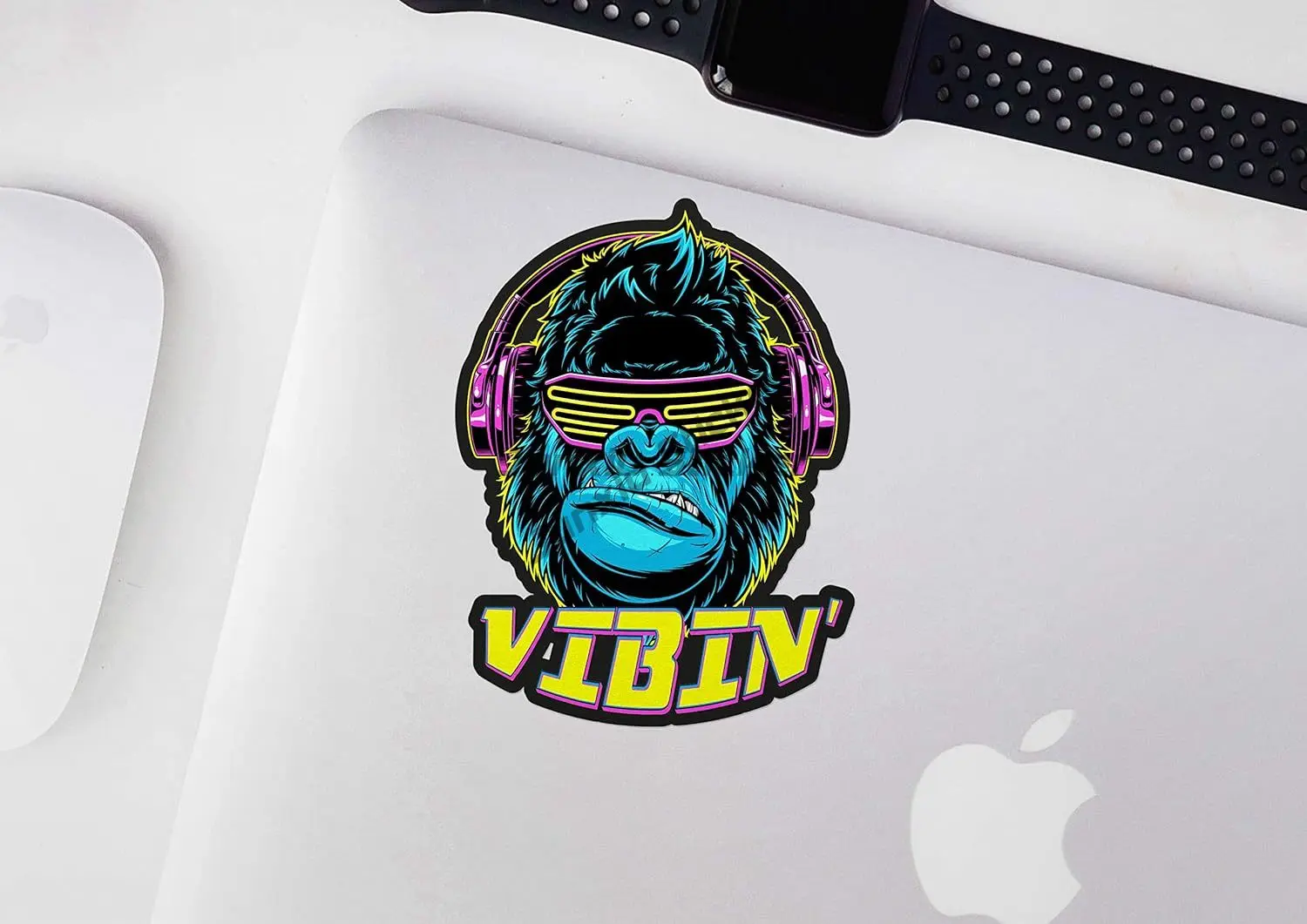 Горилла неоновая наклейка на бампер для автомобилей чашки ноутбуки охладители