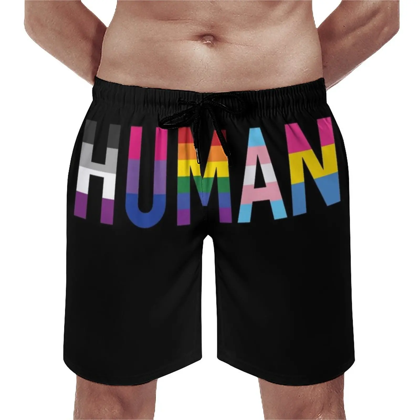 

Summer Gym Shorts Human Various Queer Flags Running Surf Bisexual Gay Beach Short Pants Casual Quick Dry Swim Trunks Plus Size