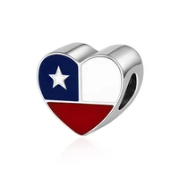 925 sterling silver chilean flag heart shaped bead charm fit european bracelet jewelry birthday gifts for girls women girlfriend