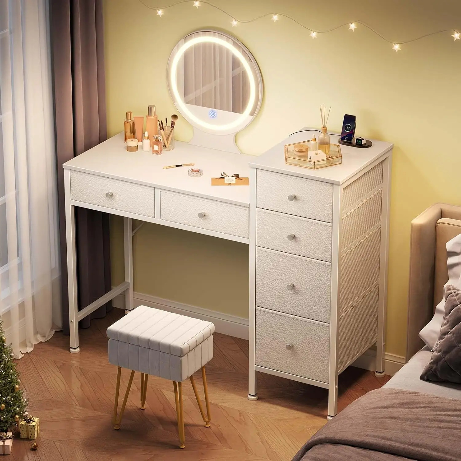 Туалетный столик с зеркалом и подсветкой туалетный для макияжа зарядной