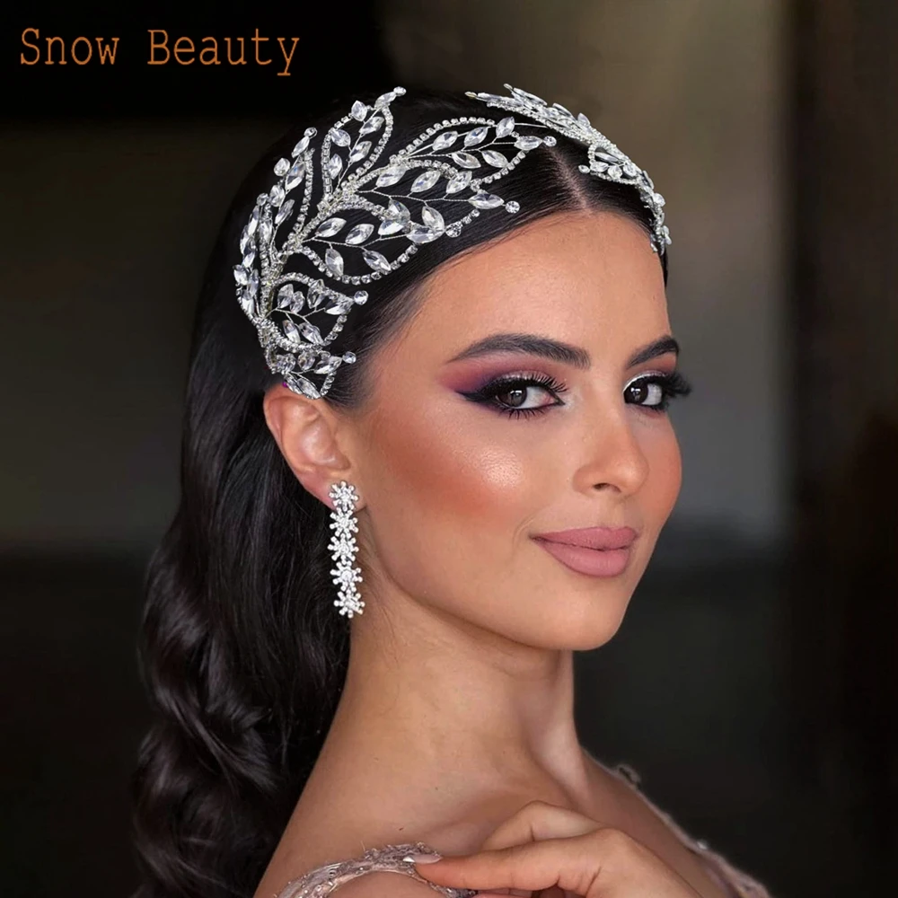 DZ017 Crystal Diadem for Bride Luxury Wedding Headband Rhinestone Pageant Headpiece Woman Head Jewelry Bridal Tiara for Party