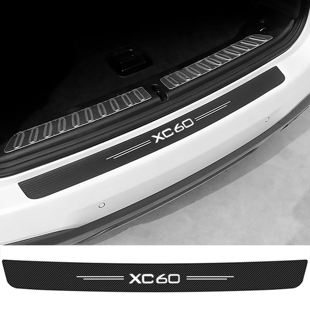 

Carbon Fiber Car Rear Bumper Trunk Guard Protective Stickers Decals Films For Volvo XC60 2021 2020 2019 2018 2017 2016 2015 2013