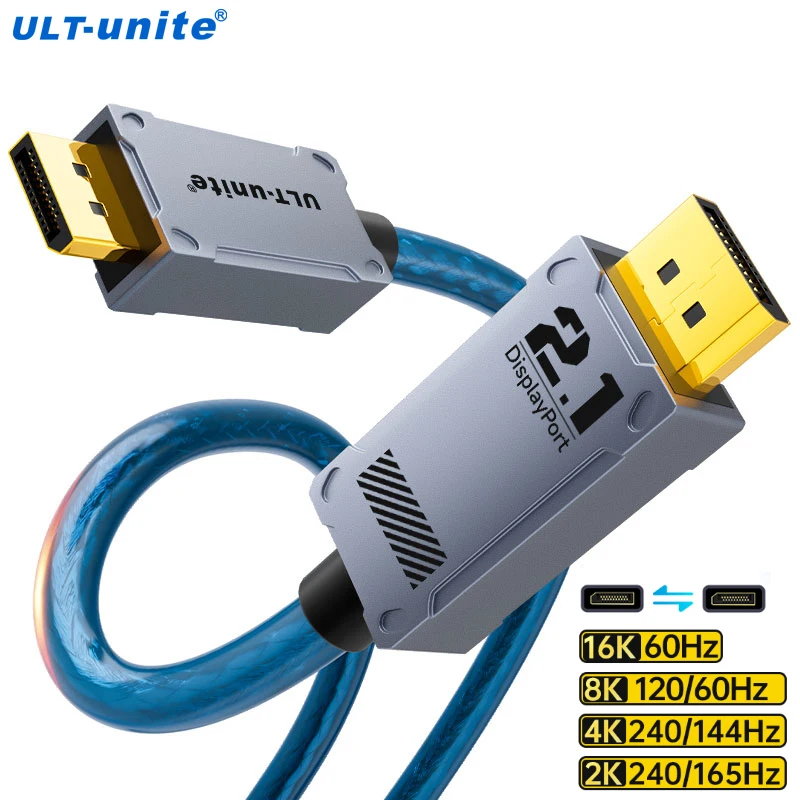 16K Кабель Displayport 2.1 DP 8K@120 Гц 4K@240 165 144 Поддержка 80 Гбит/с HDCP DSC 1.2a HDR10 FreeSync G-Sync 3090