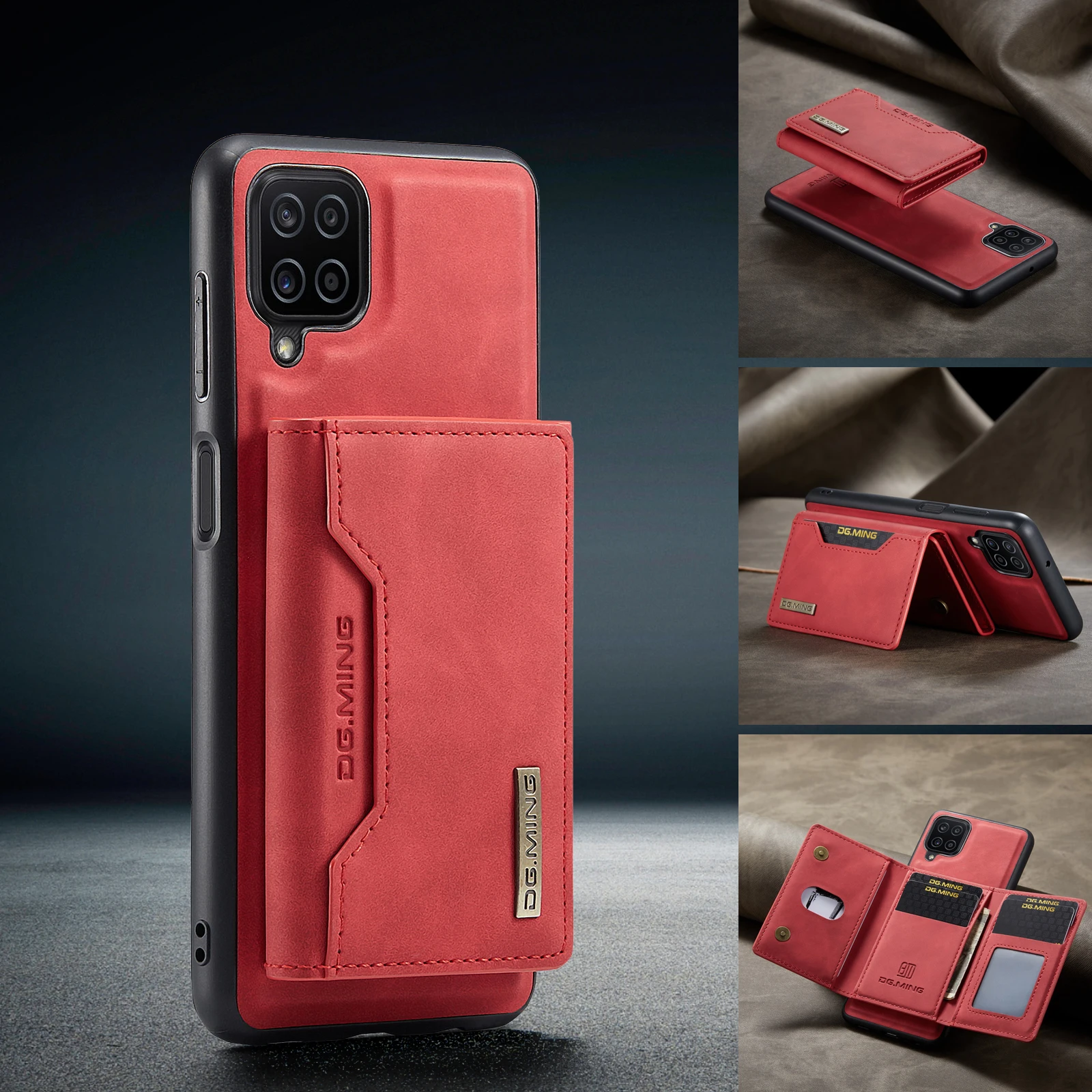 

Luxury Detachable Magnetic Leather Wallet Case Card Holder Phone Stand For Samsung Galaxy A12 5G Magnet Book Flip Cover Bags