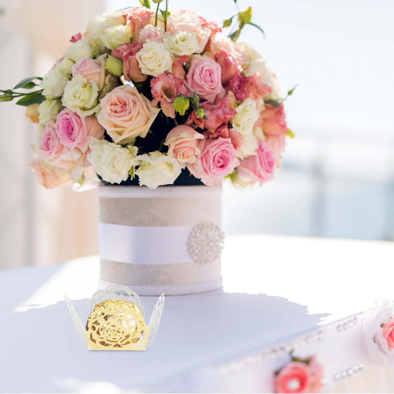 

50 Pcs Rose Wrapping Paper Decorations Chocolate Tray Candy Cups Decorative Box