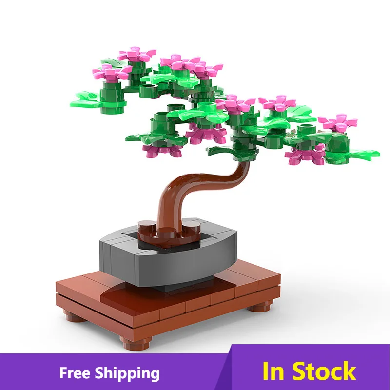 

N ew MINI Bonsai Tree Green Bush Flower Grass Plant Model Ornament Building Blocks Bricks DIY Assembly Educational Toy For Gift