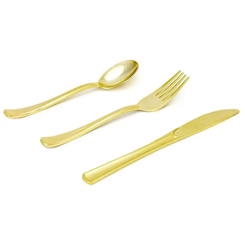 

Golden Cutlery Set Of 25pcs Party Cutlery Sets With 25 Forks Knives And Spoonsfor Wedding Catering Event Birthday Party And More