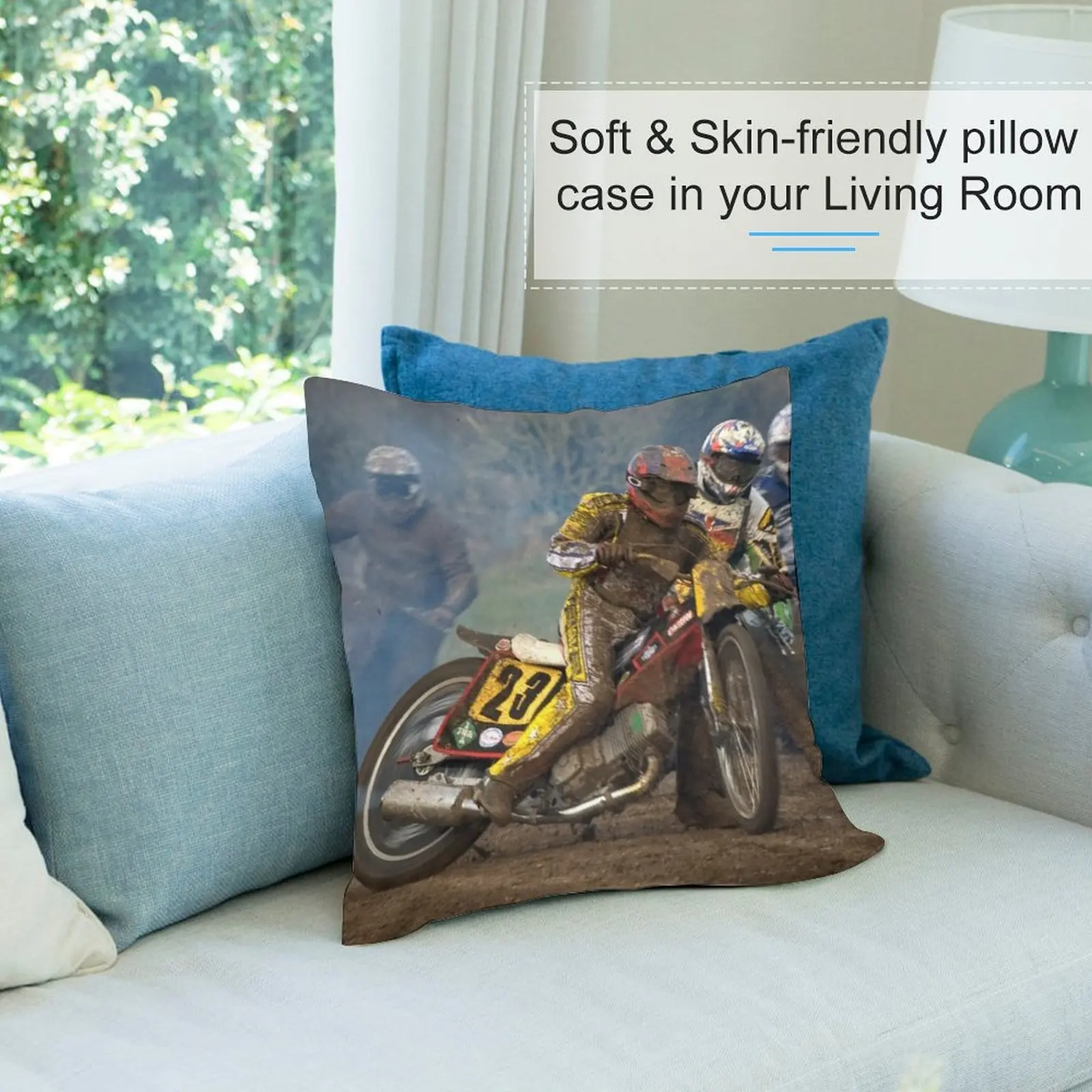 Подушка Grasstrack Racers at Danebury UK осенняя наволочка эластичный чехол для диванной