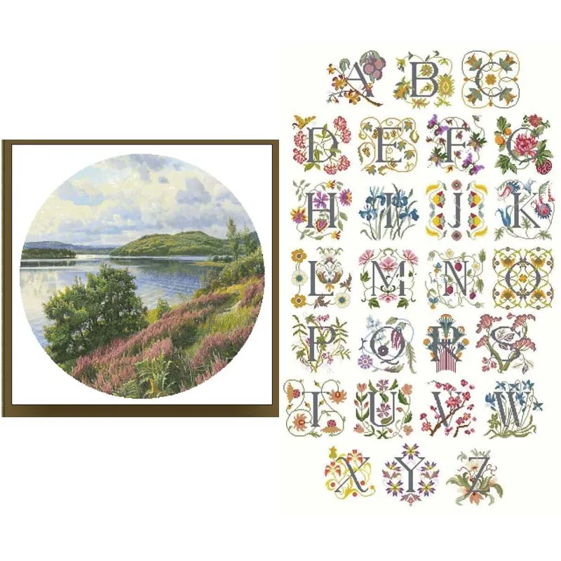 

Flower alphabet Cross Stich Embroidery set Electronic drawing Cross Stich Needlework PDF by Email