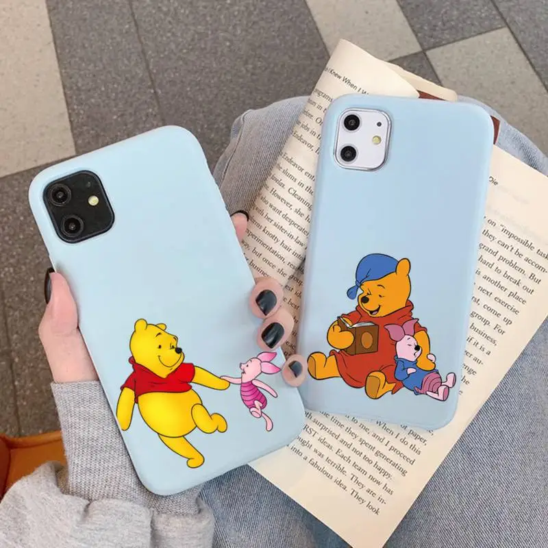 

Disney Disney Winnie Pooh Piglet Phone Case for iPhone 11 12 13 Mini Pro Xs Max 8 7 6 6S Plus X XR Solid Candy Color Case
