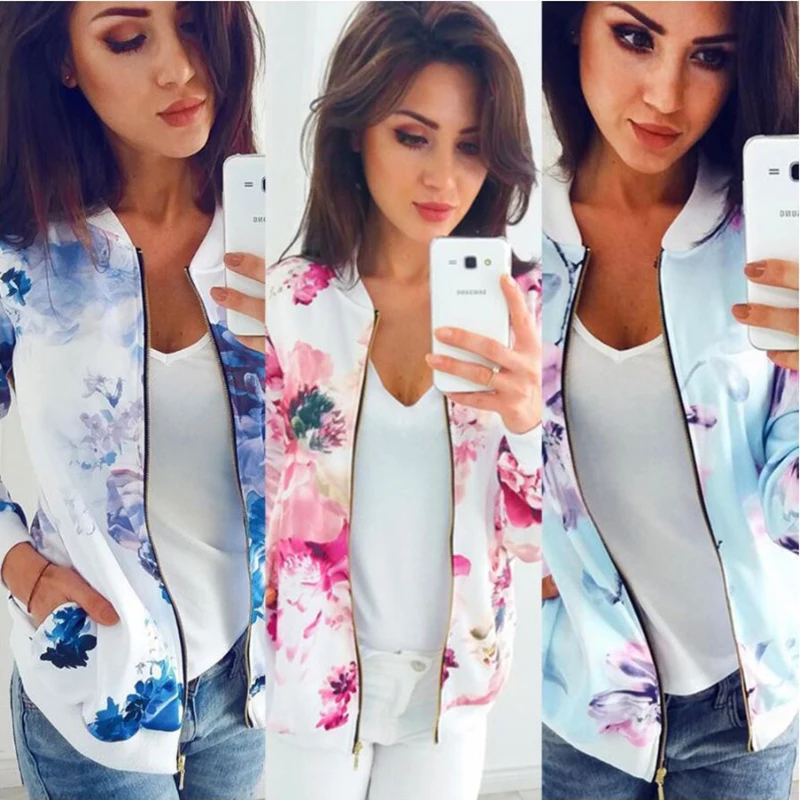 Fashion Women Tie dye Bomber Biker Jackets Spring Autumn Long Sleeve Casual Baseball Sport Outwear Female Zipper Pocket Overcoat images - 6