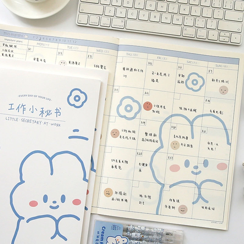 

2022 Kawaii Rabbit Daily Weekly Planner Agenda Notebook Plan Agenda Schedule Organizer Diary Notepad Office School Supplies