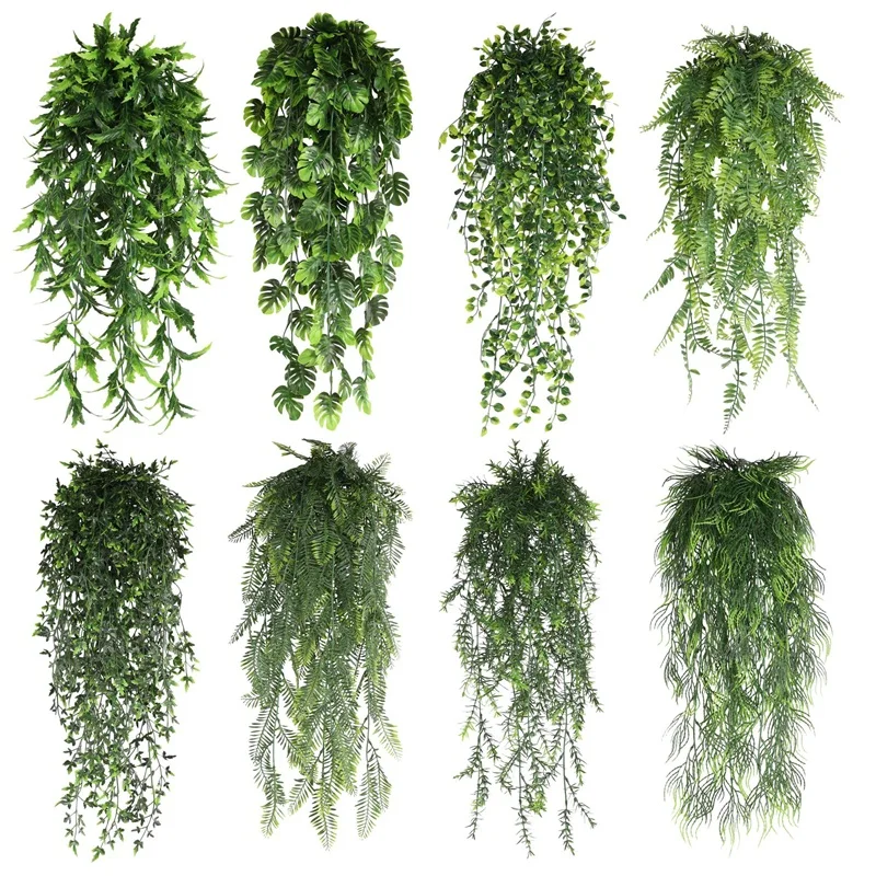 

Artificial Plants Vine Wall Hanging Simulation Persian Fern Leaves Green Fake Plant Wedding Party Home Garden Decoration Outdoor