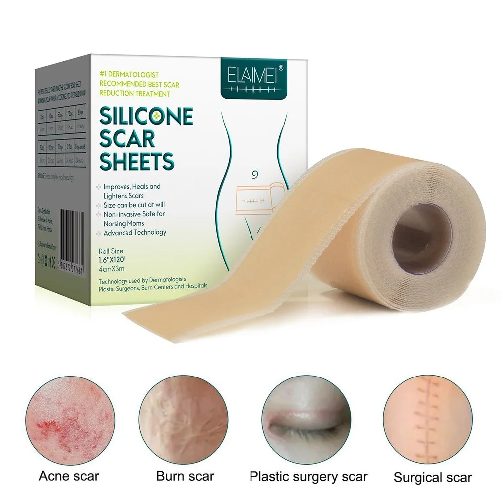 Silicone Scar Sheets Patch Painless Scar Repair Tape Roll Effective Scar Removal Strips for C-Section Keloid Surgery Burn Acne