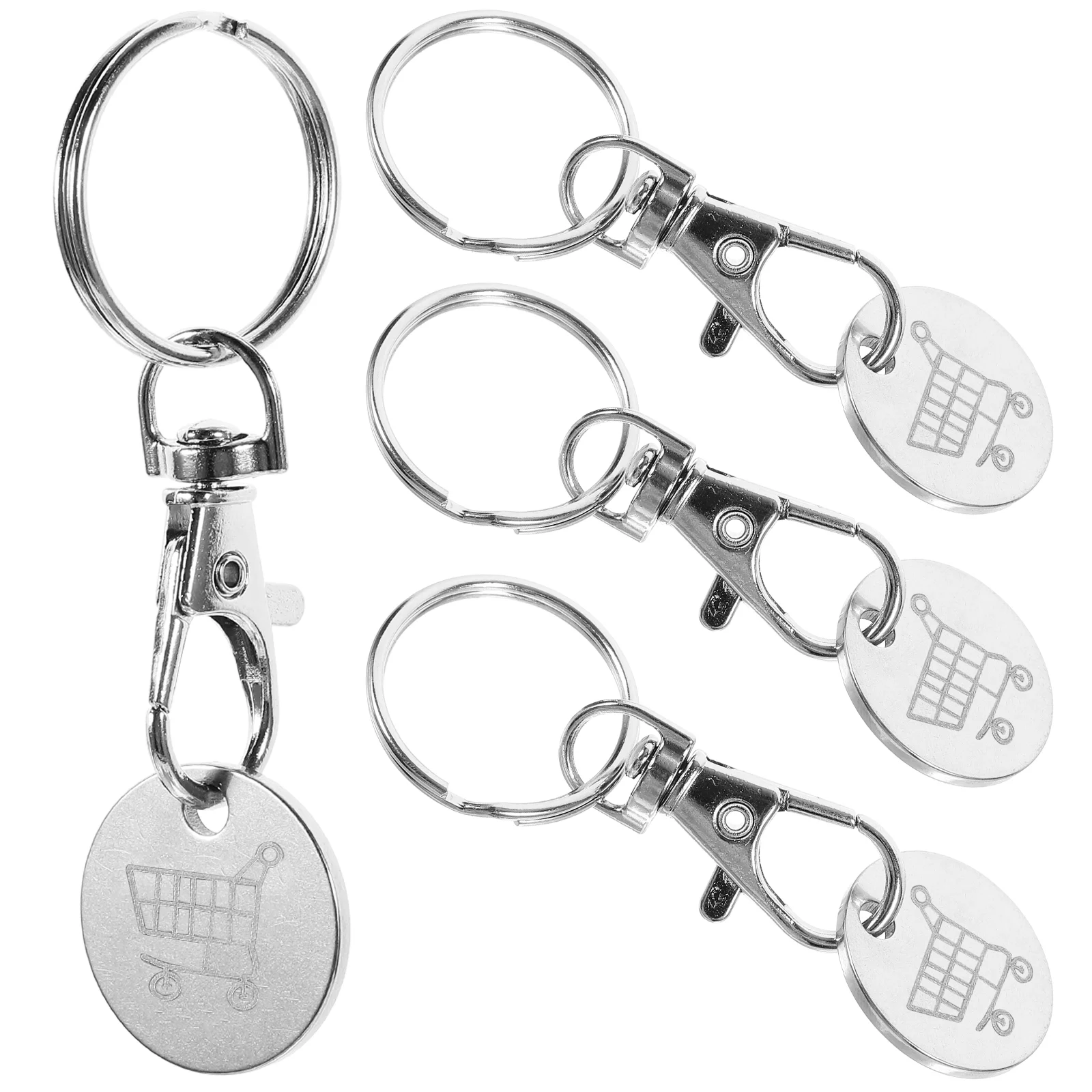 4 шт. жетоны для покупок брелок из нержавеющей стали кольца на тележке держатель
