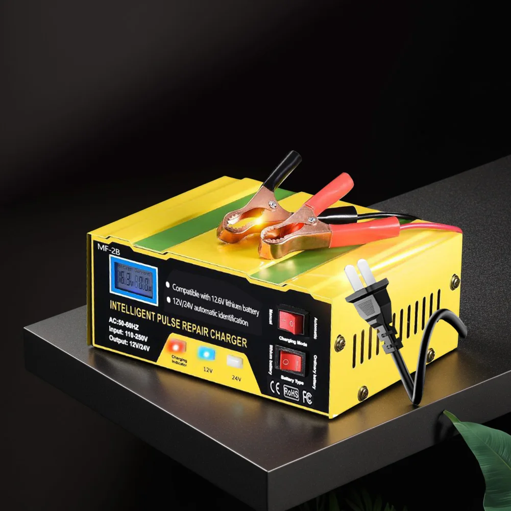 Полностью автоматическое автомобильное зарядное устройство 12 В/24 В ЖК-дисплей