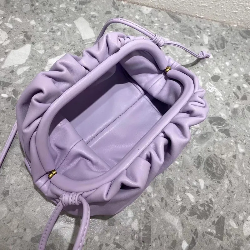 2023 Summer New Cloud Pleated Clip Bag Soft Leather Women's Shoulder Crossbody Bag Fashion High Quality Women Purse And Handbags