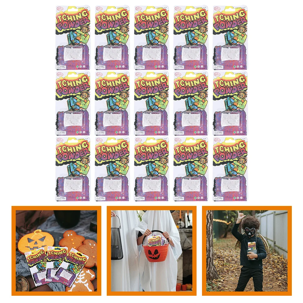 

15 Pcs Halloween Toys Party Supplies Trick Itching Powder Prop Plastic Pranks Props