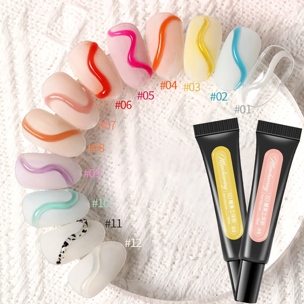 

3D Pudding Gel 12ml Tube Emboss Korean Style Nail Design Painting Full Coverage Super Texture Gel Pigmented Paint Liner Gel
