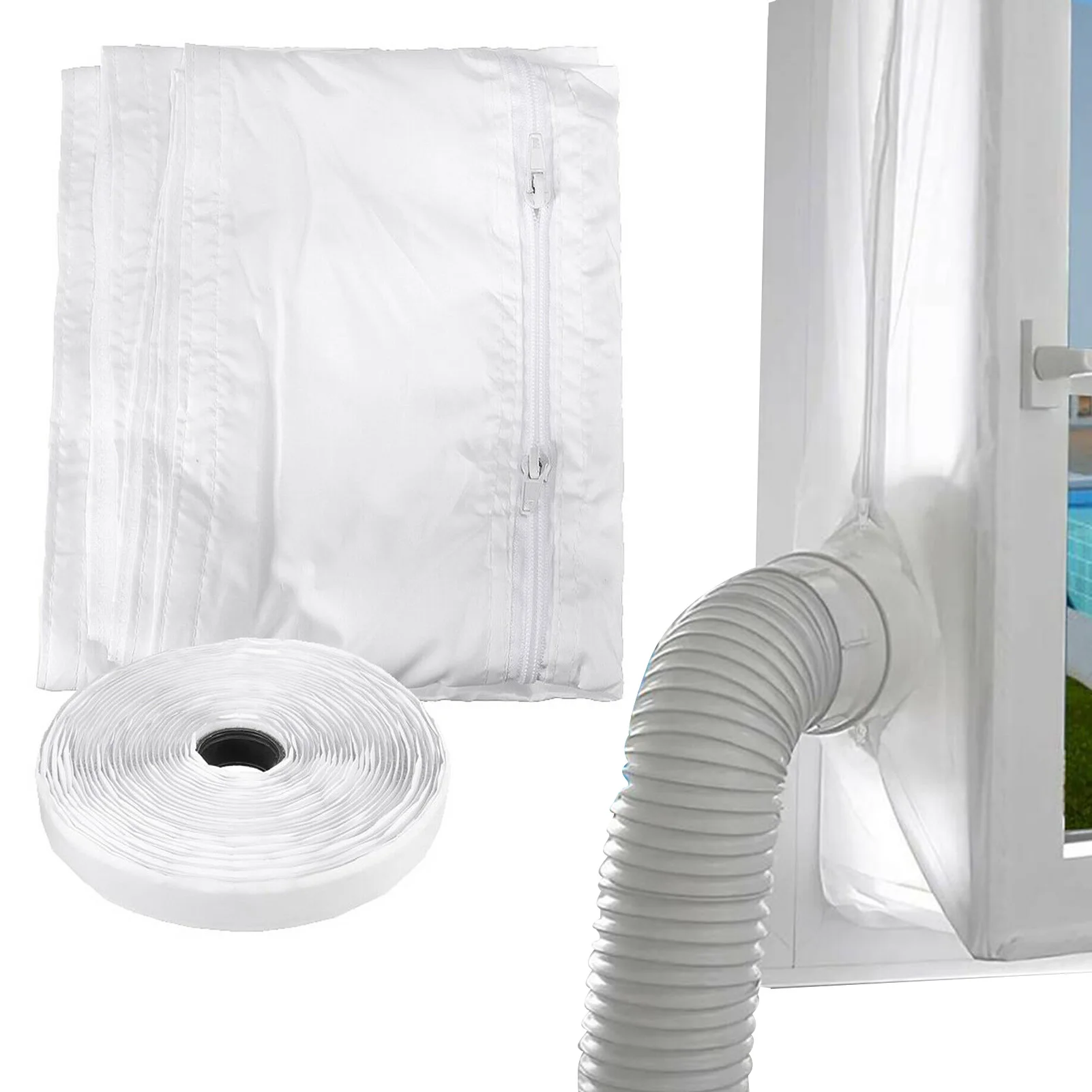 

Window Sealing Cloth For Air Conditioner Mobile AC Unit Soft Cloth Sealing Stop Hot Air With Zipping And Adhesive Fastener No