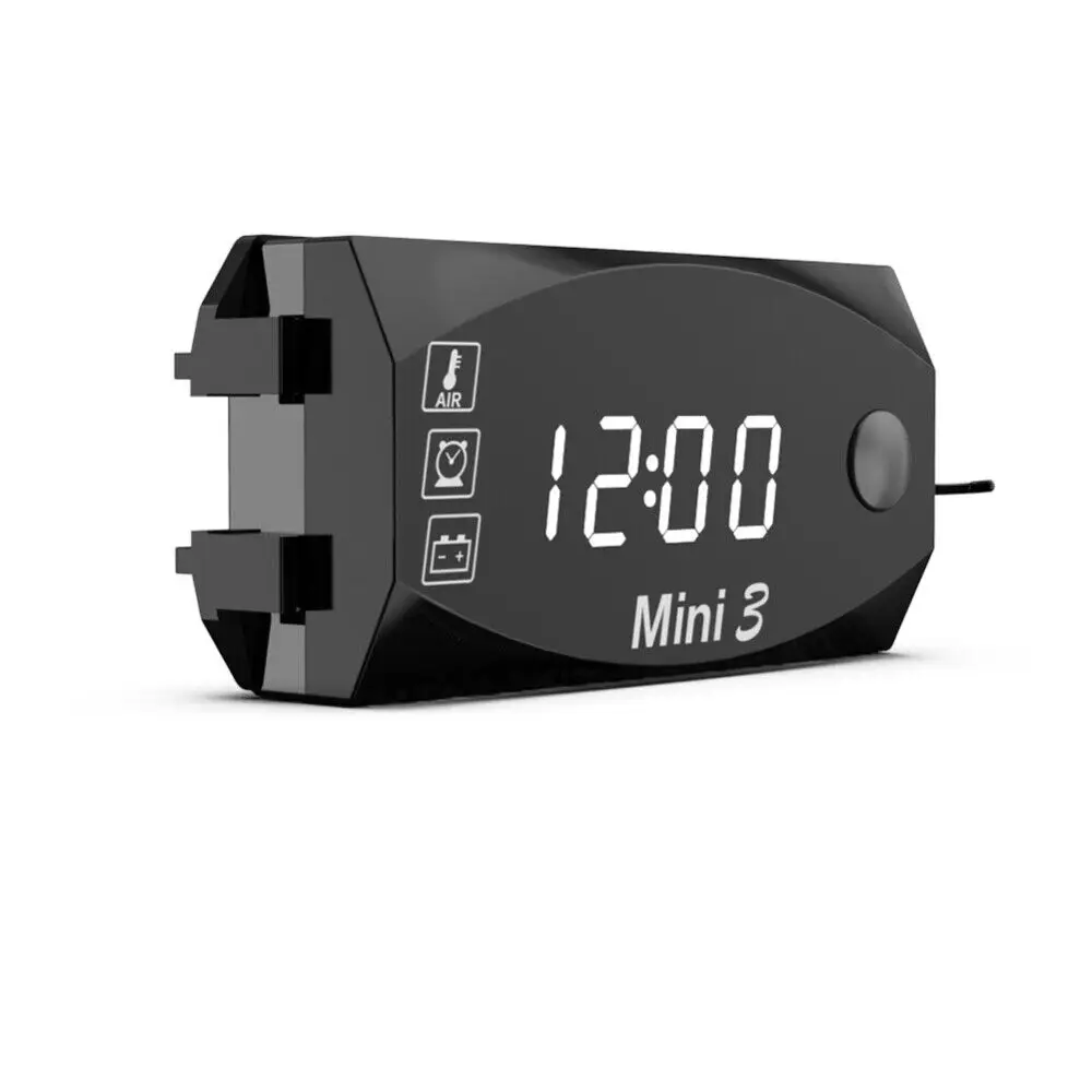 

New DC 6V-30V 3In1 Motorcycle Voltmeter Electronic Clock Thermometerfor LED Digital Display IP67 Waterproof Tester For Car Boat