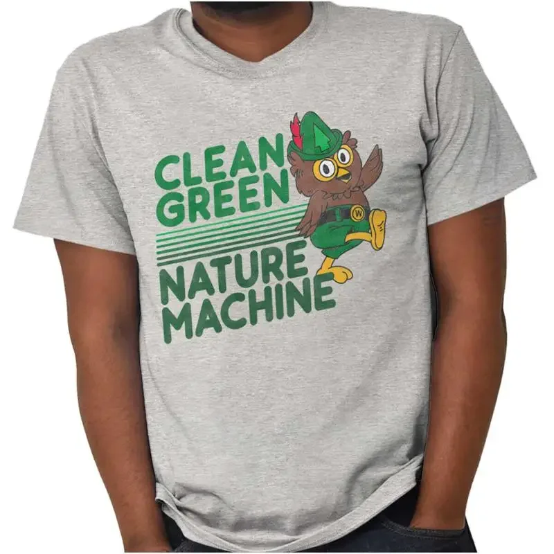 Фото Футболка с круглым вырезом в стиле ретро Woodsy Owl Clean Green Nature Machine для женщин и мужчин №1