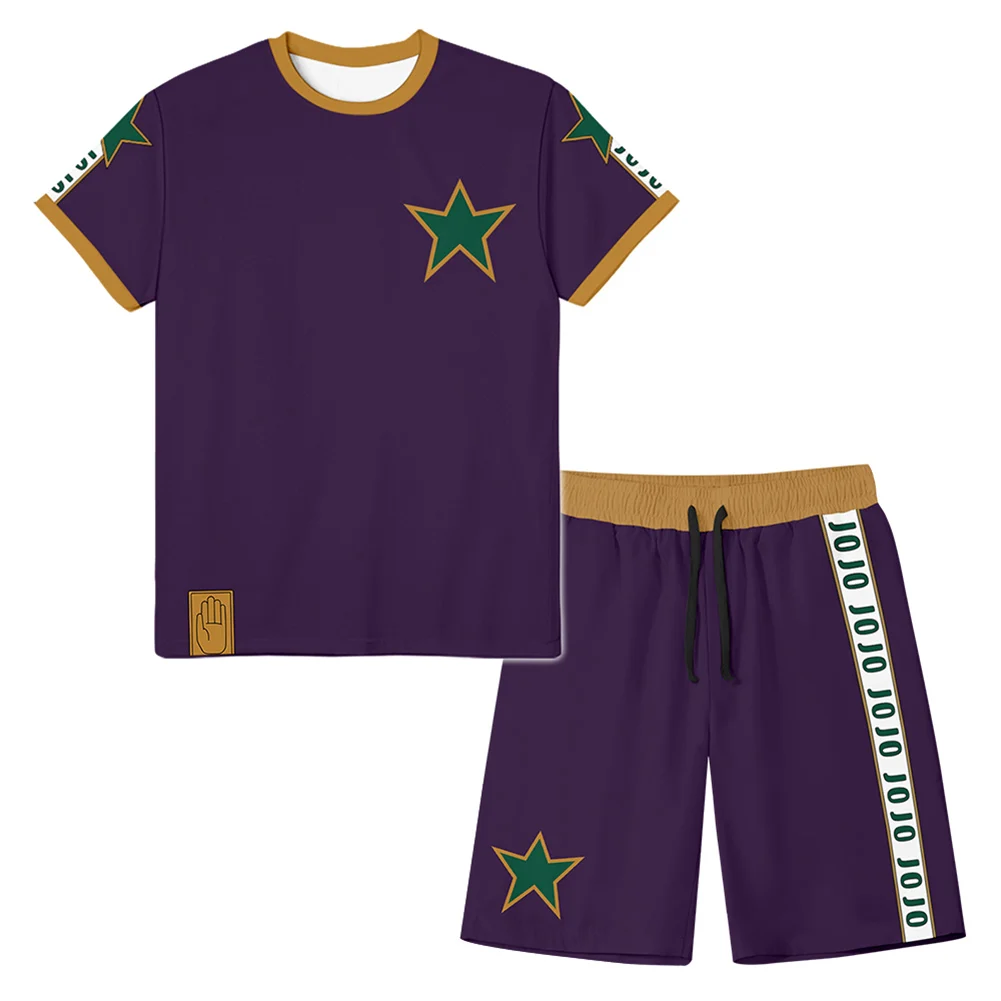 JoJo‘s Bizarre Adventure Stone Ocean Kujo Jotaro Cosplay Costume 3D Print T-shirt Shorts Sets