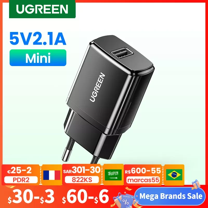 

NEW2023 Ugreen 5V 2.1A USB Charger for iPhone X 8 7 iPad Fast Wall Charger EU Adapter for Samsung S9 Xiaomi Mi 8 Mobile Phone Ch