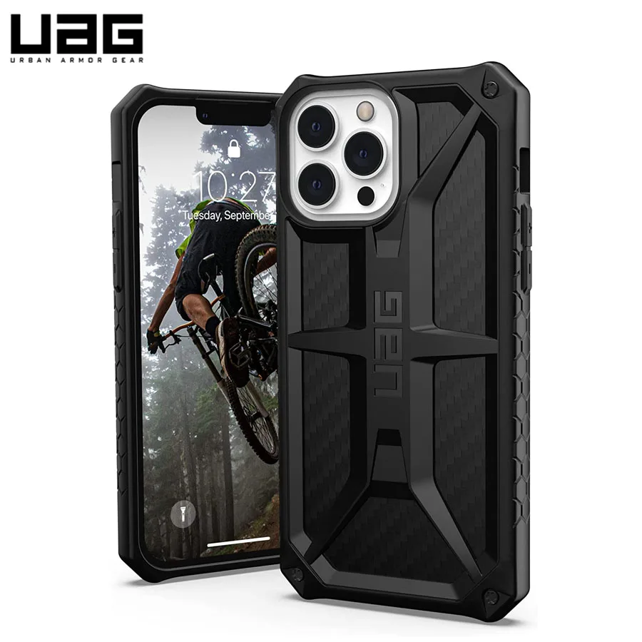 Ударопрочный чехол UAG Monarch из углеродного волокна для Apple iPhone 13 Pro Max 12 Mini 11 Xs XR 7 8 Plus