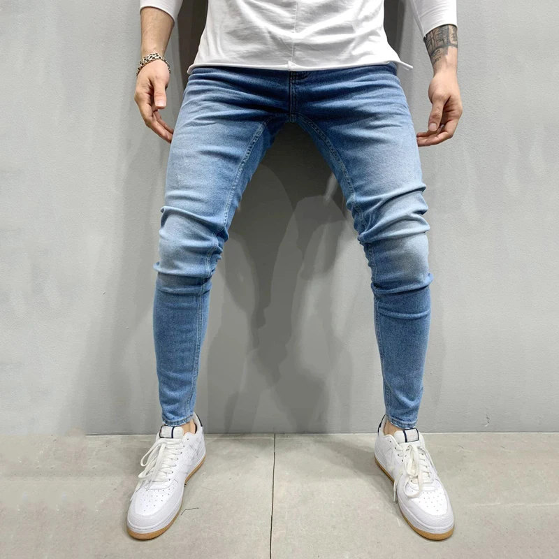 New Jeans Men Business Casual Black Slim Pencil Pants Male Fashion Skinny Biker Pants Street Hip Hop Party Denim Clothing Men