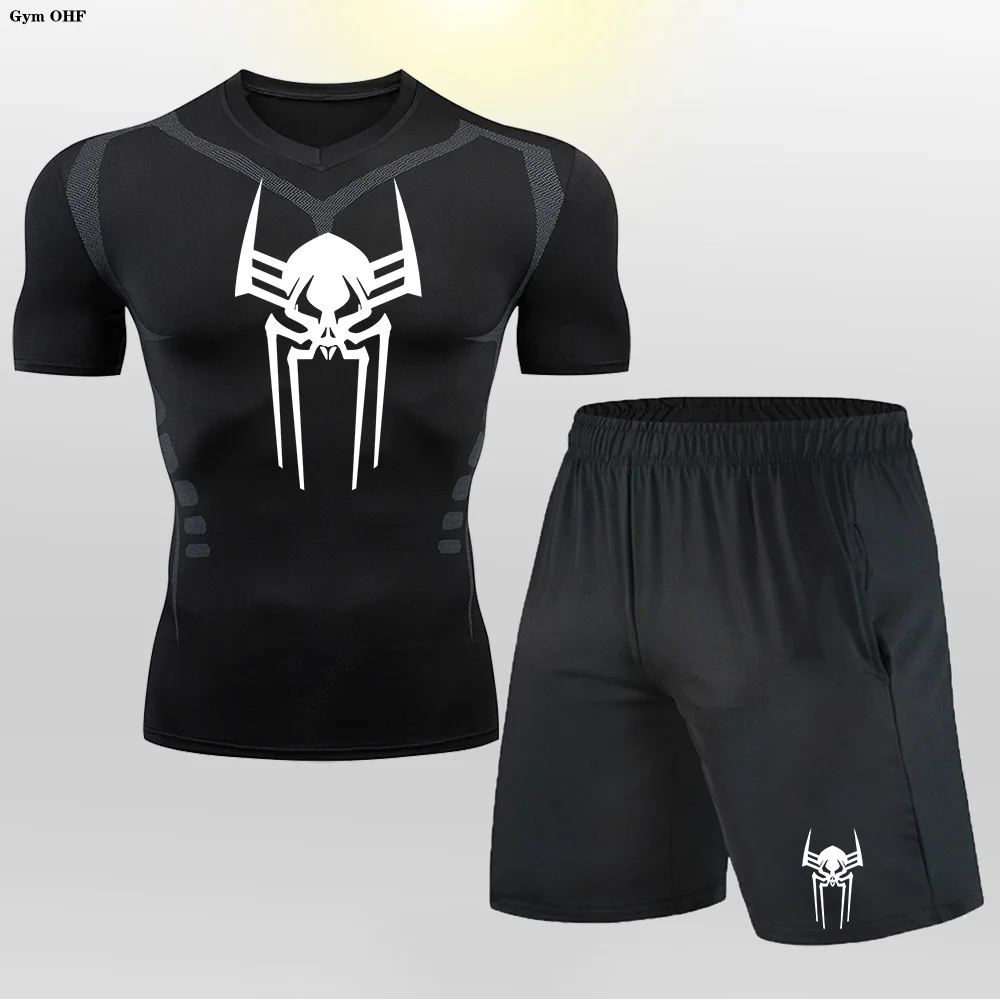 

Быстросохнущие мужские шорты Rashguard, комплекты, компрессионная футболка для бега, спортивные костюмы, баскетбольная спортивная одежда, одежда для спортзала, фитнеса, бега