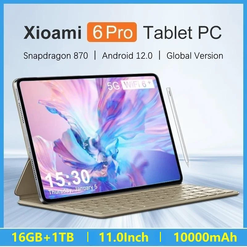 

New Pad 6 Snapdragon 870 Android 16GB RAM 1TB Rom Tablette PC Global Version 5G SIM WIFI Pad 6 Pro Tablet Android 2023 Original